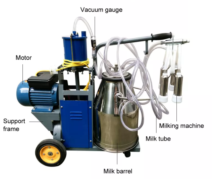 WEIWEI stainless steel double barrel portable cow milking machine