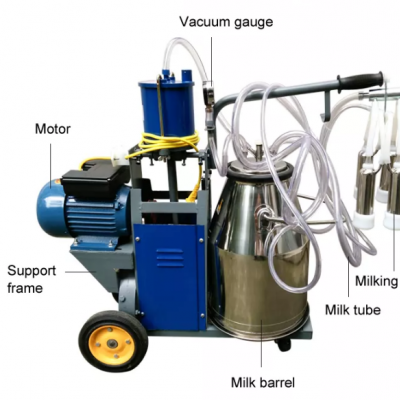 WEIWEI stainless steel double barrel portable cow milking machine