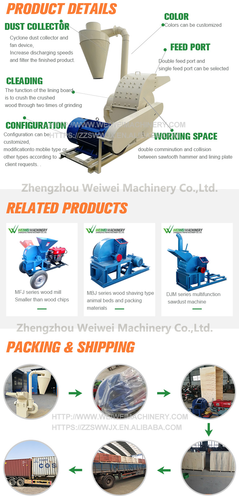 WeiweiDJM-420 sawdust machine, wood chipper, wood crusher