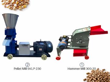 Weiwei 200kg/h feed pellet line: hammer mill + pelletizer