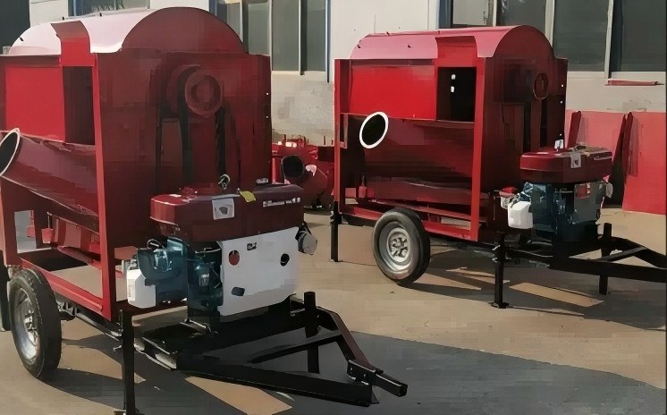 drum thresher with fan cleaning